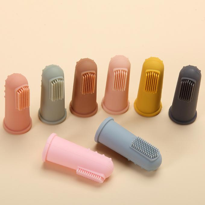 brosse à dents molle adaptée aux besoins du client de doigt de silicone avec des boîtes d'emballage pour le bébé