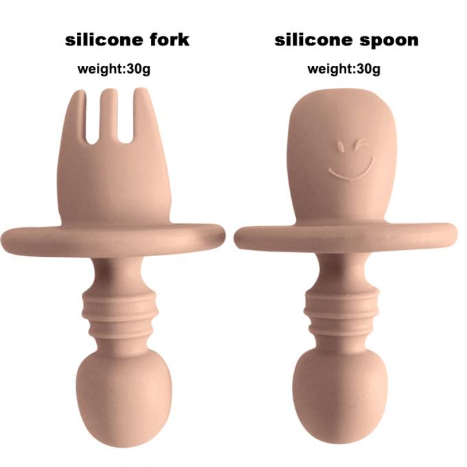 Cuillère de silicone de mini petit bébé de succès d'Amazone et soupe de alimentation à ensemble de fourchette