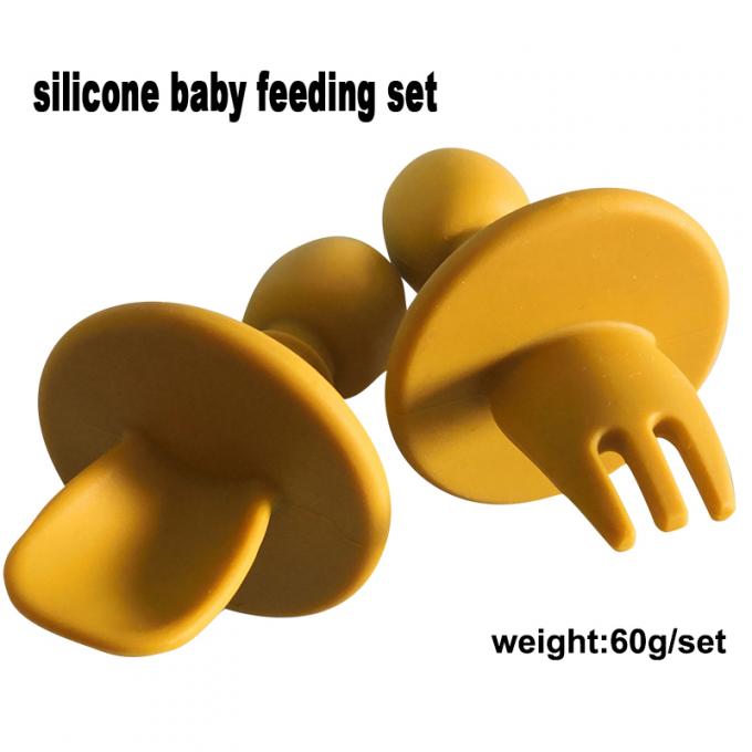 Cuillère de silicone de mini petit bébé de succès d'Amazone et soupe de alimentation à ensemble de fourchette