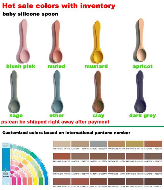 Cuillère libre en gros de bébé de silicone de doux-astuce de BPA pour l'alimentation