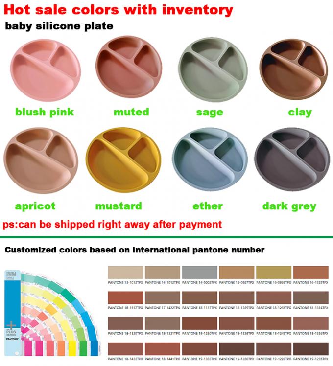 bébé durable écologique en caoutchouc de silicone colorant le plat de dîner divisé