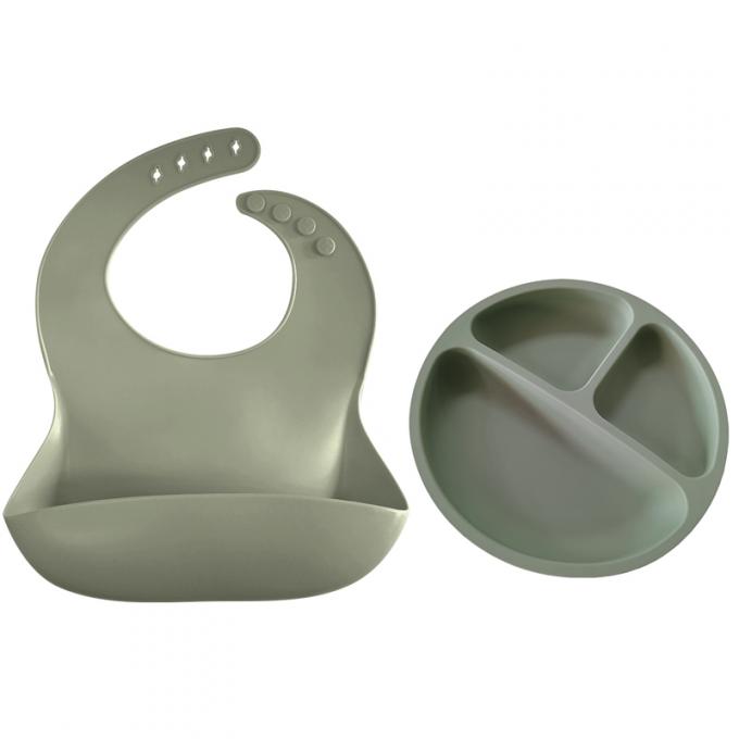 Réglable adapté aux besoins du client facilement pour nettoyer le bavoir de silicone avec l'ensemble de alimentation de bébé de plat