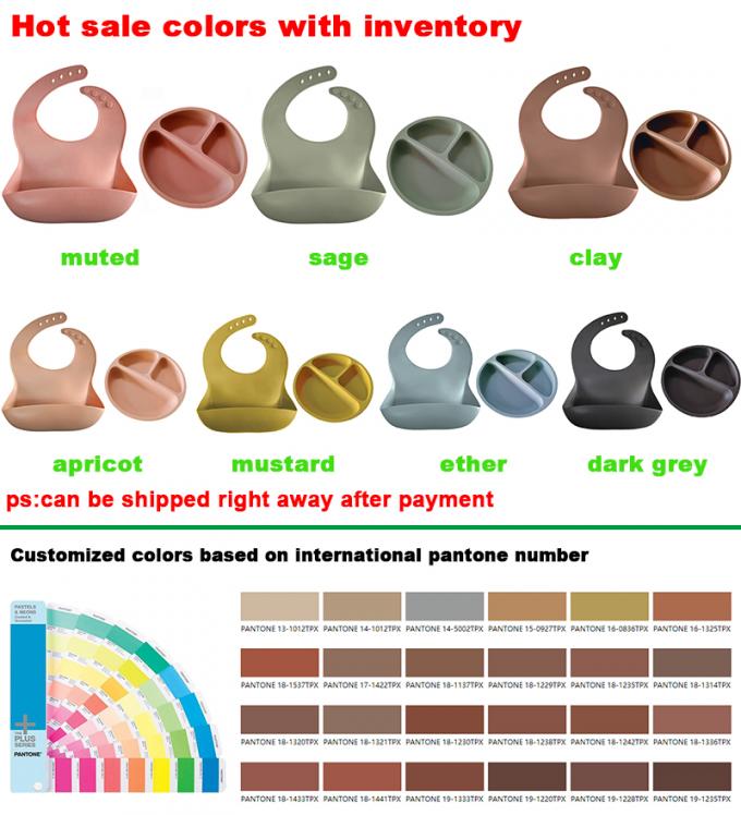 Réglable adapté aux besoins du client facilement pour nettoyer le bavoir de silicone avec l'ensemble de alimentation de bébé de plat