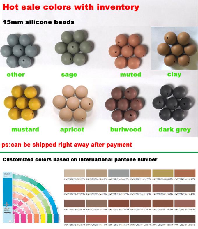15mm DA en gros a approuvé des perles de silicone de teether de bébé pour des colliers