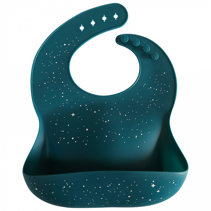Bavoirs de impression faits sur commande de bébé de silicone avec le receveur s'ouvrant de nourriture
