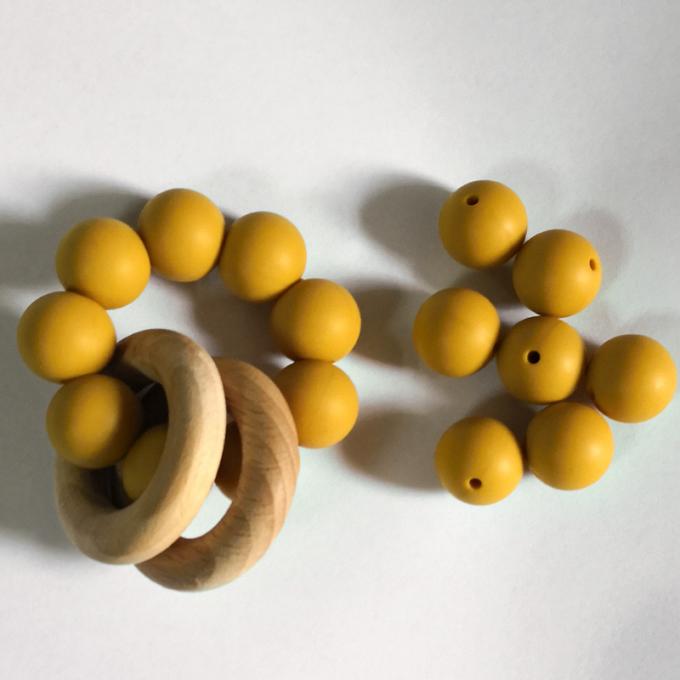 15mm DA en gros a approuvé des perles de silicone de teether de bébé pour des colliers