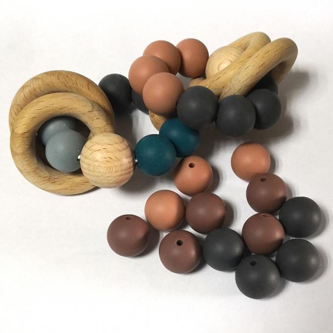 15mm DA en gros a approuvé des perles de silicone de teether de bébé pour des colliers