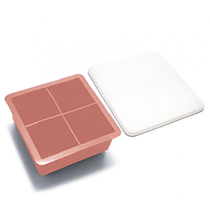 Tasse libre de casse-croûte d'enfants de silicone du plateau de glace de stockage de fruit de casse-croûte de bébé de silicone de trous de Wholseals 4 BPA avec le couvercle
