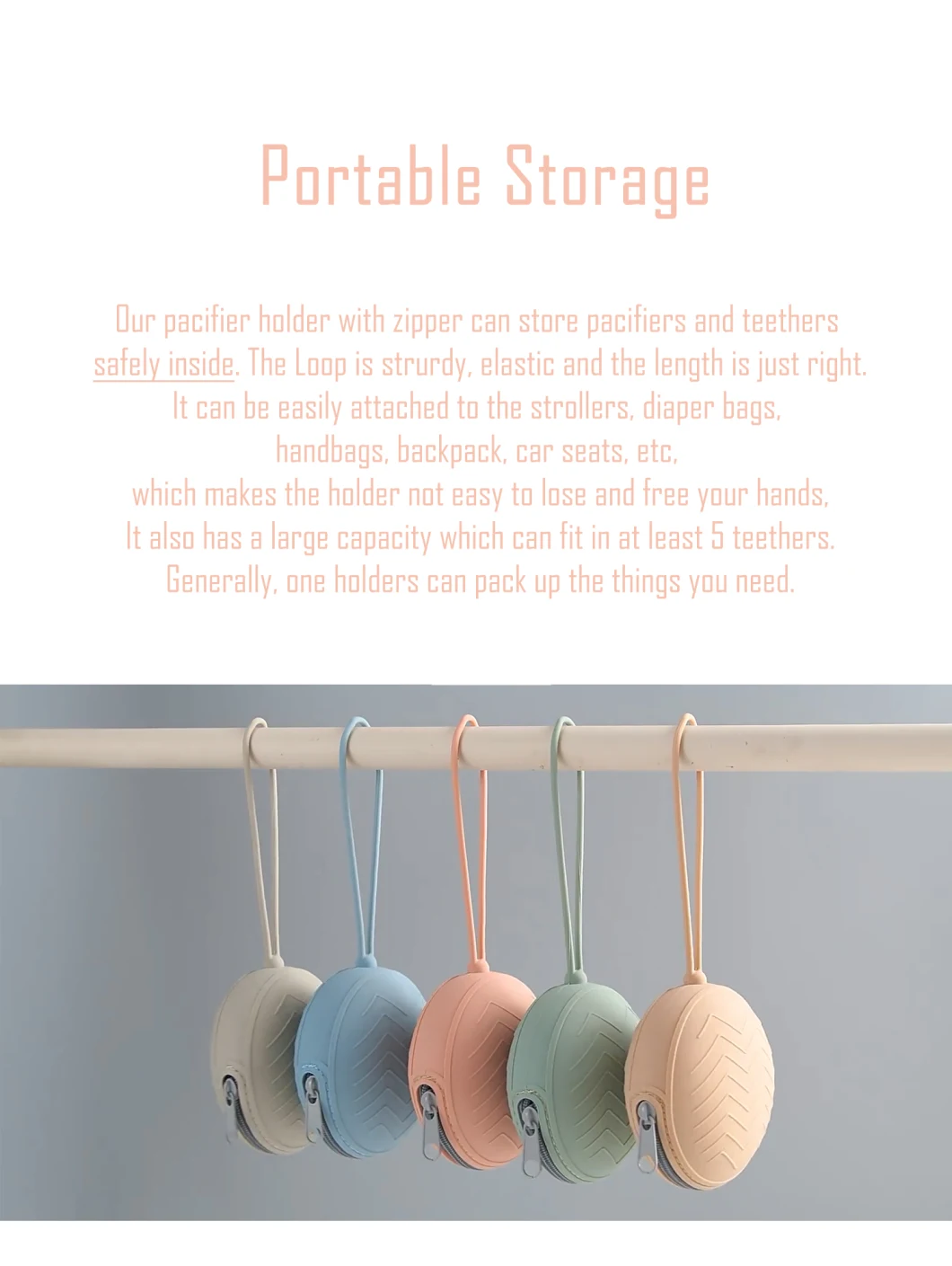 Supports portatifs imperméables de tétine de silicone de stockage pour le voyage
