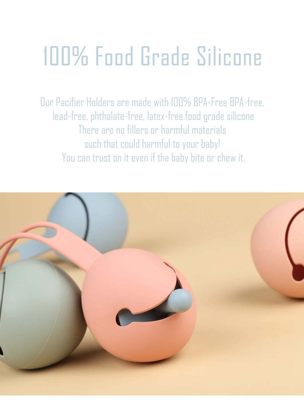 100% caisses factices au visage de smiley de silicone de catégorie comestible avec la courroie