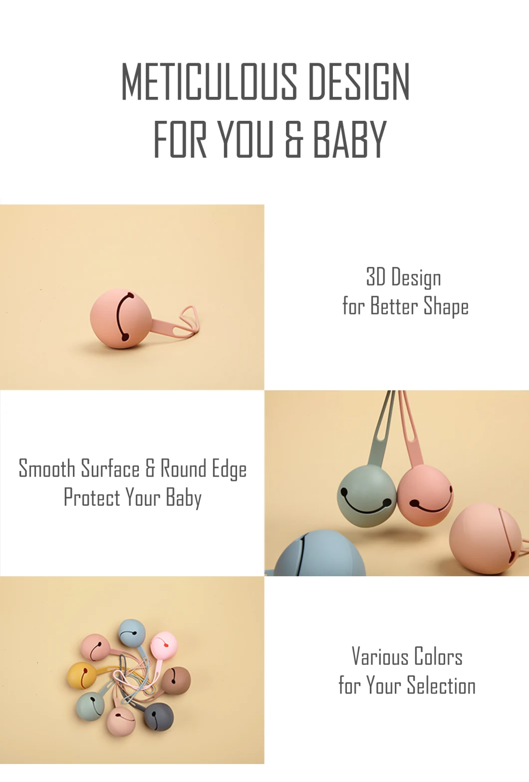 100% caisses factices au visage de smiley de silicone de catégorie comestible avec la courroie