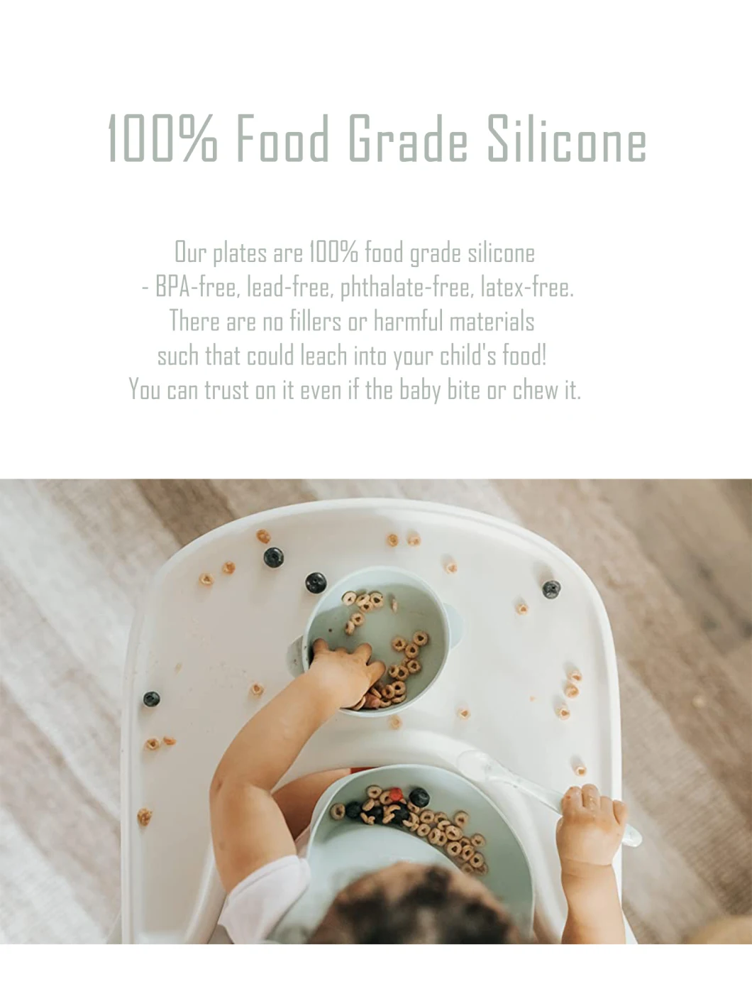 Cuvettes antigouttes d'aspiration de silicone de sécurité pour des enfants en bas âge