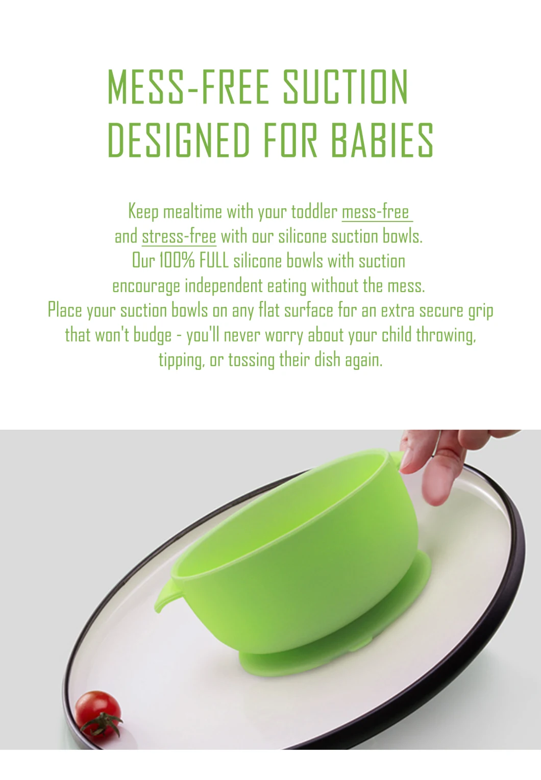 Cuvettes antigouttes d'aspiration de silicone de sécurité pour des enfants en bas âge