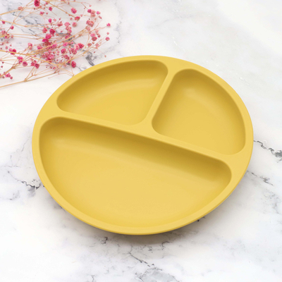 Microwave Safe Divided Spill Proof Safety Silicone Suction Plate For Baby Feeding