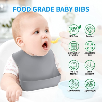 BPA Free No Harmful Food Grade Silicone Baby Feeding Napkin Safe In Boiling Water