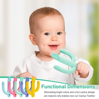 Food Grade Easily Cleaning Solid Baby Silicone Teether Toys Safe In Dishwasher
