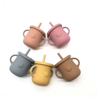 BPA Free Baby Training Silicone Straw Cup Bear Shaped Toddler