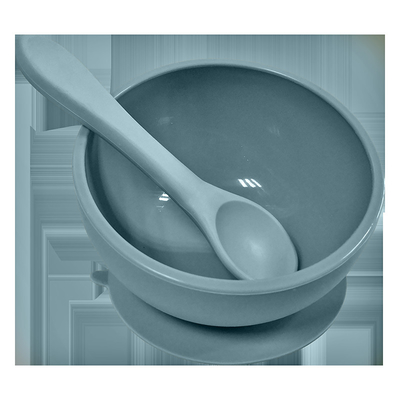 Soft Non Slip Spill Kids Feeding Pink Silicone Suction Bowl And Spoon Latex Free