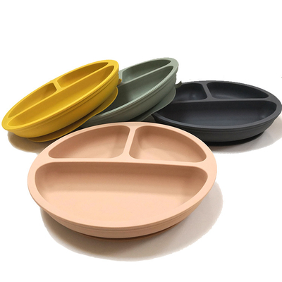 Oven Safe Suction Silicone Baby Plate BPA Free Dinner Plates FDA 300g
