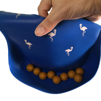Custom Printing Mess Catching Silicone Baby Bib Lead Free Antibacterial