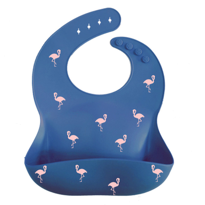 LFGB Printed Pattern Silicone Catcher Bib Personalized Silicone Bib With Pocket
