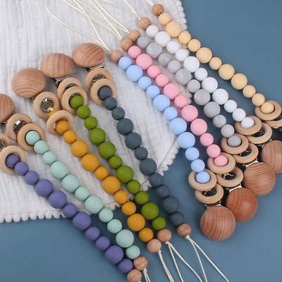 Toddlers Eco Friendly Silicone Pacifier Holder Beaded Pacifier Clip Heat Resistant