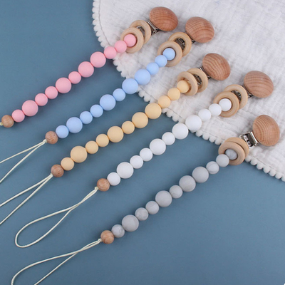 Toddlers Eco Friendly Silicone Pacifier Holder Beaded Pacifier Clip Heat Resistant