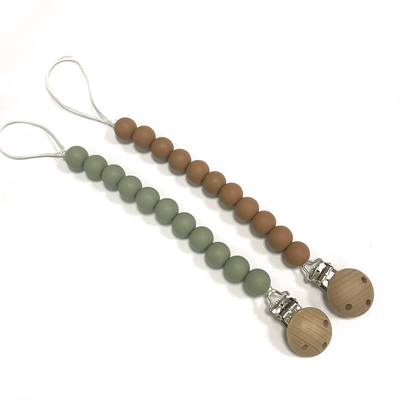 OEM BPA Free Silicone Teething Pacifier Clip 15MM Beads Safe Pacifier Clips