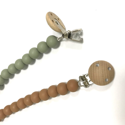 OEM BPA Free Silicone Teething Pacifier Clip 15MM Beads Safe Pacifier Clips